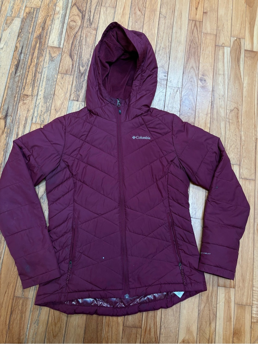 Columbia Women's Maroon Hooded Puffer Jacket